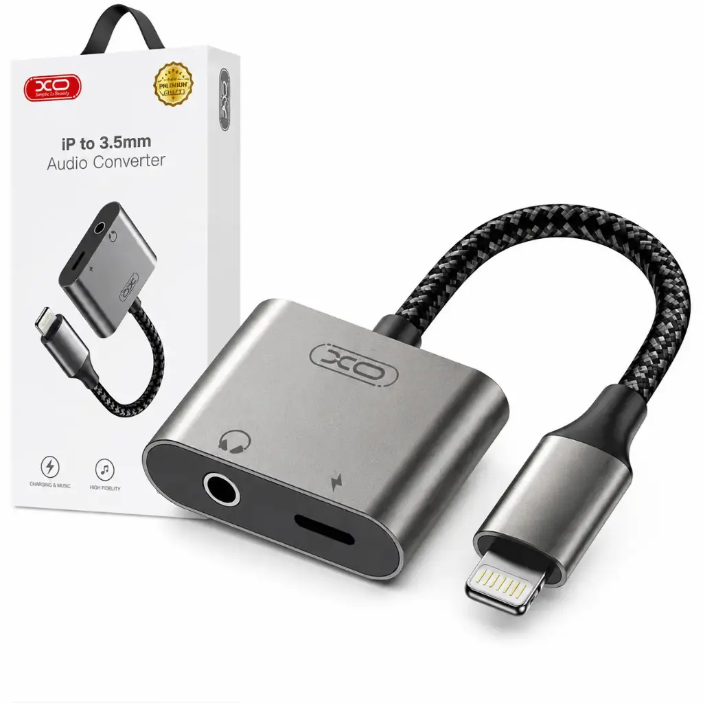 Adaptador Lightning Macho a Lightning + Jack 3.5mm – Carga y Audio Simultáneo para iPhone - Imagen 1