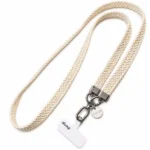 Lanyard Para Celular Tejido Trenzado con Gancho Metalico Beige