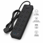 Regleta de Enchufes MCT002N Negro – 10 Tomas de Corriente con Protección