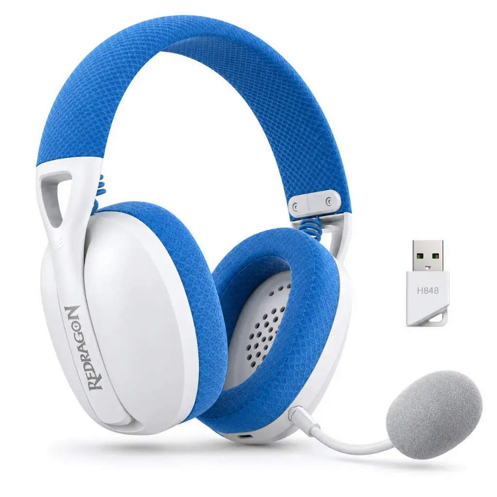 Redragon Headset Gaming Inalambrico Ire Pro White and Blue H848B - Imagen 1