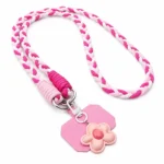 Lanyard para Celular con Flores Tejido trenzado Rosado