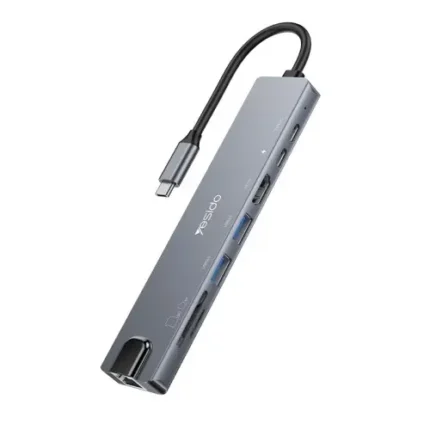 Yesido HB27 Hub Multipuerto 8 en 1 USB-C – Adaptador con HDMI 4K