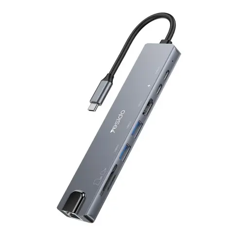 Yesido HB27 Hub Multipuerto 8 en 1 USB-C – Adaptador con HDMI 4K - Imagen 1