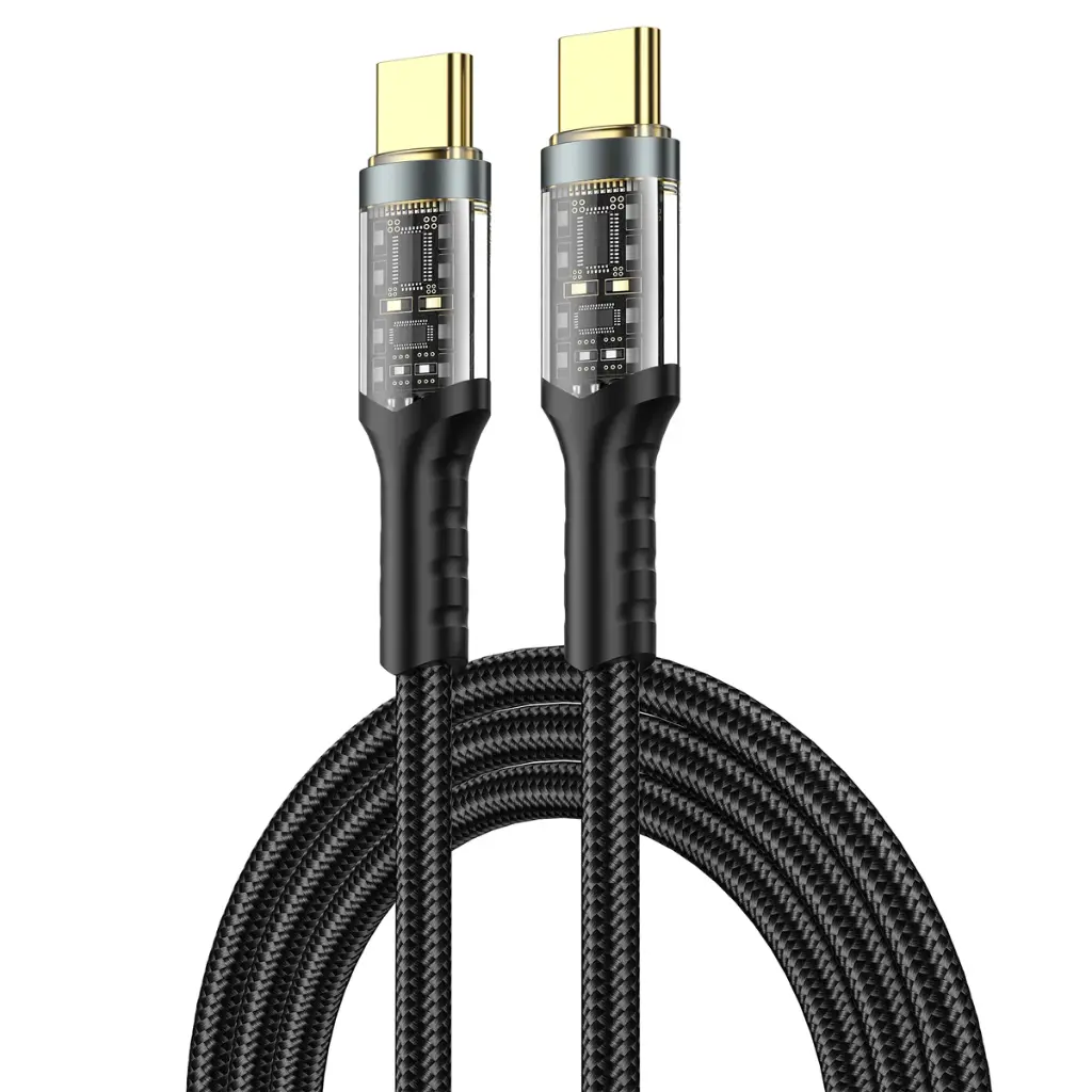 WiWU Geek 100W Fast  Charging Cable Wi-C016 Black  1.2M C-C - Imagen 1