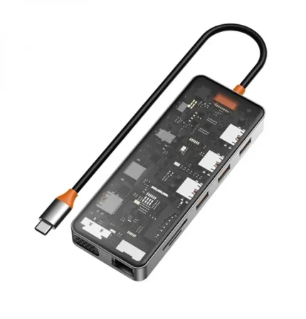 WiWU Cyber Hub 8 en 1 CB008 Gris – Adaptador Multipuerto USB-C con HDMI 4K