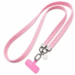 Lanyard Para Celular Tejido Trenzado con Gancho Metalico Rosado