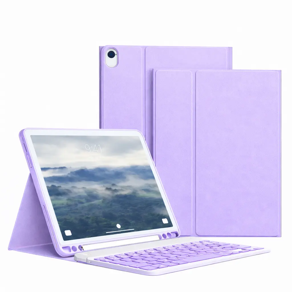 Case iPad 10.2 2021-10.5 2017 For Keyboard Bluetooth Lila - Imagen 1