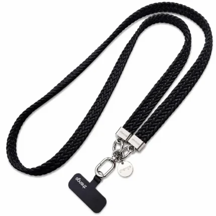 Lanyard Para Celular Tejido Trenzado con Gancho Metalico Negro