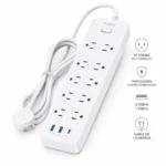 Regleta de Enchufes MCT002B Blanca – 10 Tomas de Corriente con Protección