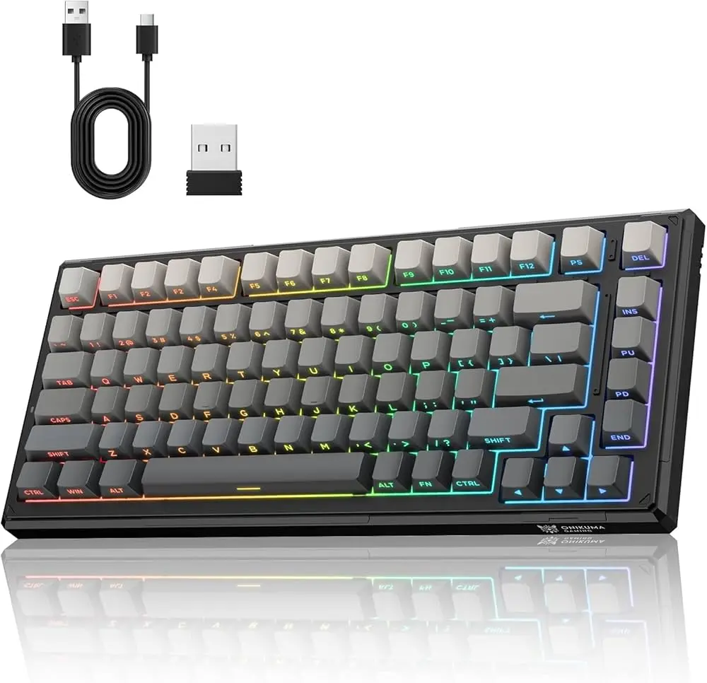Onikuma Teclado Gaming 2.4g+Blue+Wired  RGB 8milMAH G83 - Imagen 1