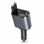 Nova Cargador Retráctil para Automóvil 4 en 1 65W Con pantalla USB-C- Lightning - Usb A