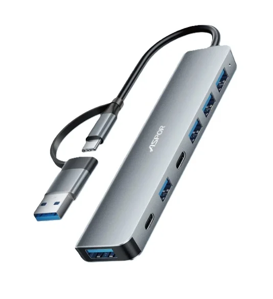 d795c1bdaf594563ea5ed63b5a6a42e9_Aspor_Hub_Multifunción_Portátil_7_en_1_A781_–_Adaptador_USB-C_con_HDMI_y_USB_1040 Aspor Hub Multifunción Portátil 7 en 1 A781 – Adaptador USB-C con HDMI y USB - Imagen 1