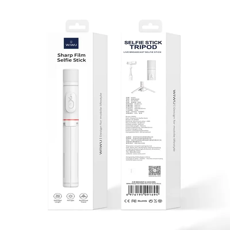 e7cd1d1be1d4e5708ad49b6f7a23eac0_Wiwu_Sharp_Film_Selfie_Stick_White_Wi-Se003_1641 Wiwu Sharp Film Selfie Stick White Wi-Se003 - Imagen 1