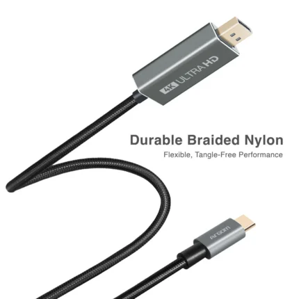 Cable Type-C To Display Port 4K 60Hz Nylon Braided 1.8m-6ft